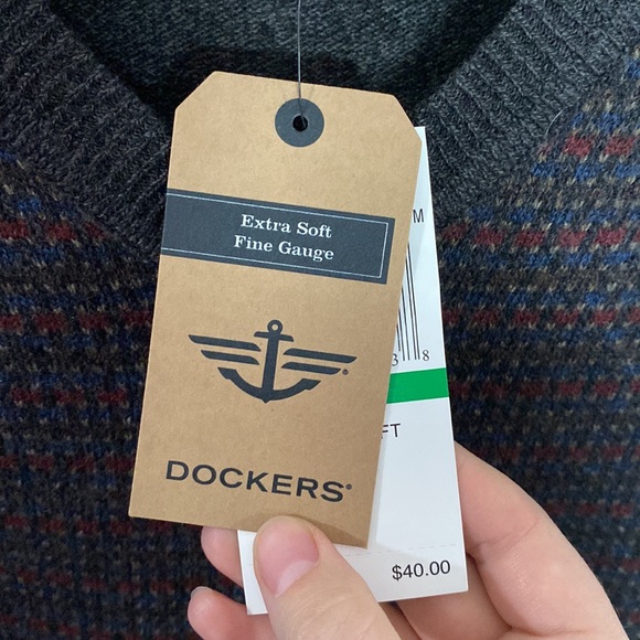 Dockers extra soft gunmetal multi patterned sweater grandpa vest size L - Picture 9 of 9